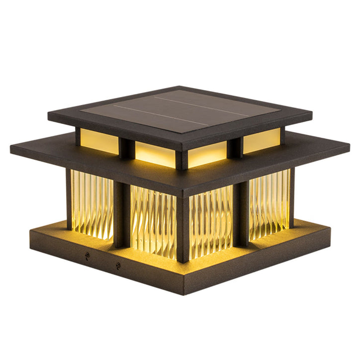 Modern Minimalist Solar Waterproof Square Cylinder Aluminiumlegierung Glas LED Landschaft Beleuchtung Außenlicht Für Außenpatio | Karnz