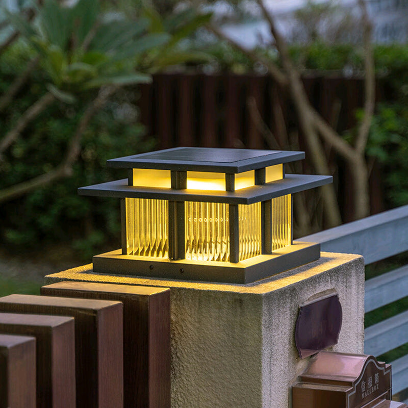 Modern Minimalist Solar Waterproof Square Cylinder Aluminiumlegierung Glas LED Landschaft Beleuchtung Außenlicht Für Außenpatio | Karnz