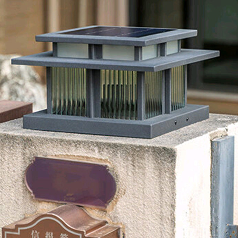 Modern Minimalist Solar Waterproof Square Cylinder Aluminiumlegierung Glas LED Landschaft Beleuchtung Außenlicht Für Außenpatio | Karnz