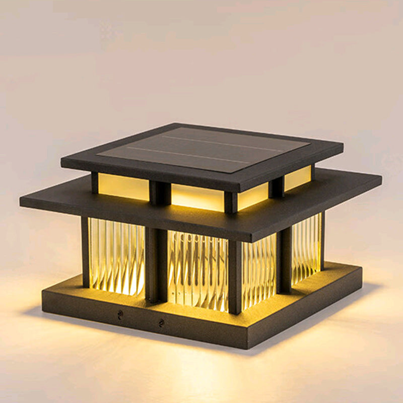 Modern Minimalist Solar Waterproof Square Cylinder Aluminiumlegierung Glas LED Landschaft Beleuchtung Außenlicht Für Außenpatio | Karnz