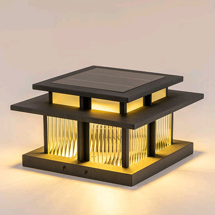 Modern Minimalist Solar Waterproof Square Cylinder Aluminiumlegierung Glas LED Landschaft Beleuchtung Außenlicht Für Außenpatio | Karnz