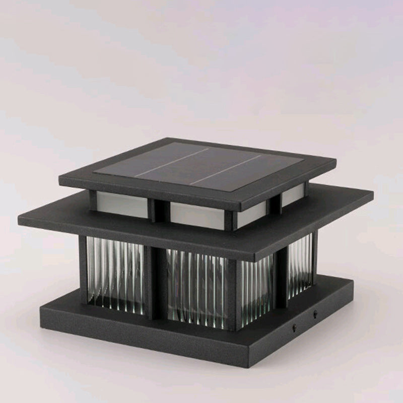 Modern Minimalist Solar Waterproof Square Cylinder Aluminiumlegierung Glas LED Landschaft Beleuchtung Außenlicht Für Außenpatio | Karnz