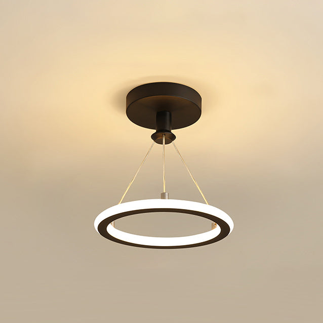 Moderne skandinavische runde LED-Deckenleuchte aus Metall und Siliziumdioxid zur halben Deckenmontage für Flure