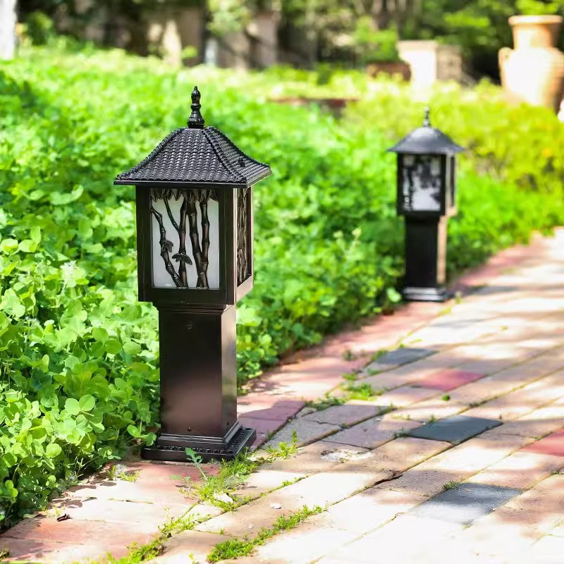 Traditionelle europäische Solar-wasserfeste Aluminiumzylinder-Bambus 1-Licht Landschaftsbeleuchtung Außenbeleuchtung für den Garten | Karnz