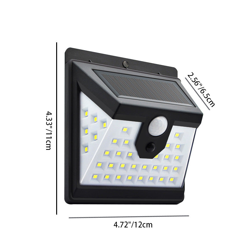 Moderne Einfachheit Solar Wasserdicht Bewegungsmelder ABS Rechteckige LED Wandleuchte Lampe für Außenpatio | Karnz