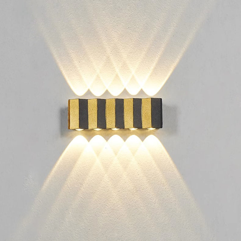 Moderne Einfachheit Wasserdichte Aluminium Rechteckige Gebogene Auf- und Abwärts LED Wandlampe Für Outdoor Patio | Karnz