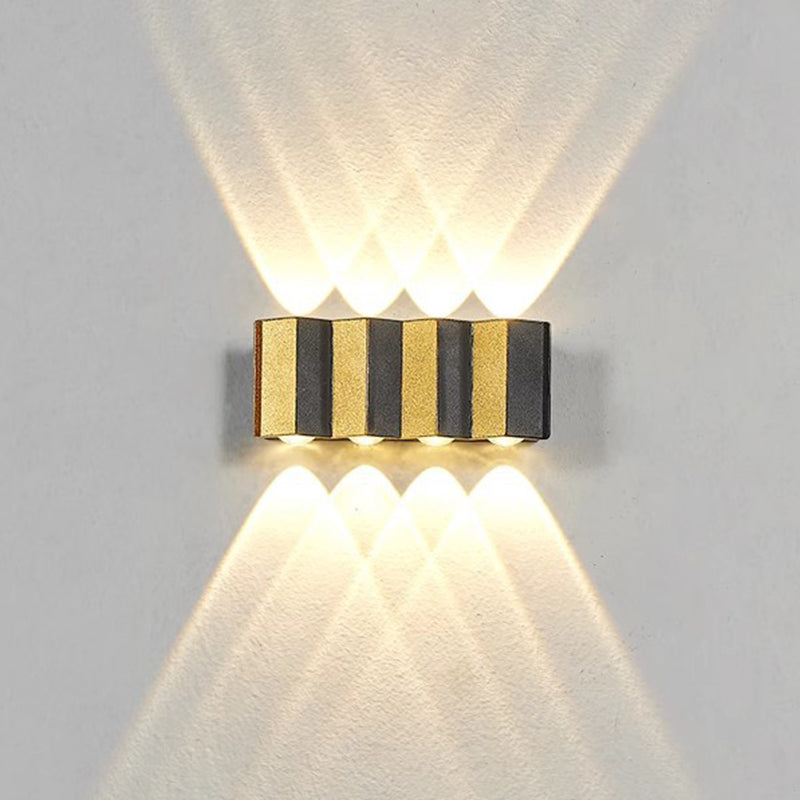 Moderne Einfachheit Wasserdichte Aluminium Rechteckige Gebogene Auf- und Abwärts LED Wandlampe Für Outdoor Patio | Karnz