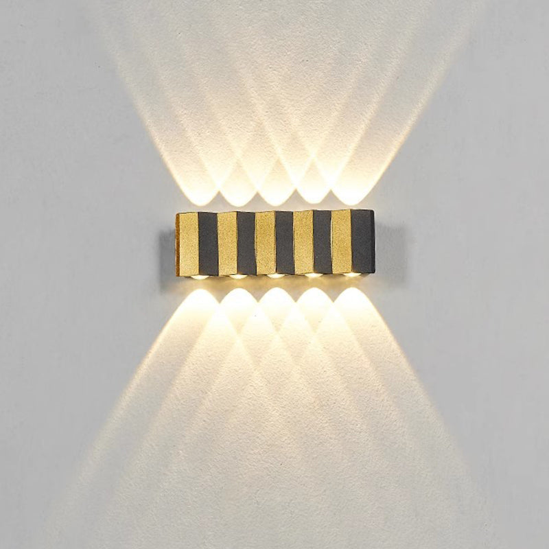 Moderne Einfachheit Wasserdichte Aluminium Rechteckige Gebogene Auf- und Abwärts LED Wandlampe Für Outdoor Patio | Karnz