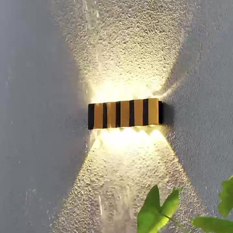 Moderne Einfachheit Wasserdichte Aluminium Rechteckige Gebogene Auf- und Abwärts LED Wandlampe Für Outdoor Patio | Karnz