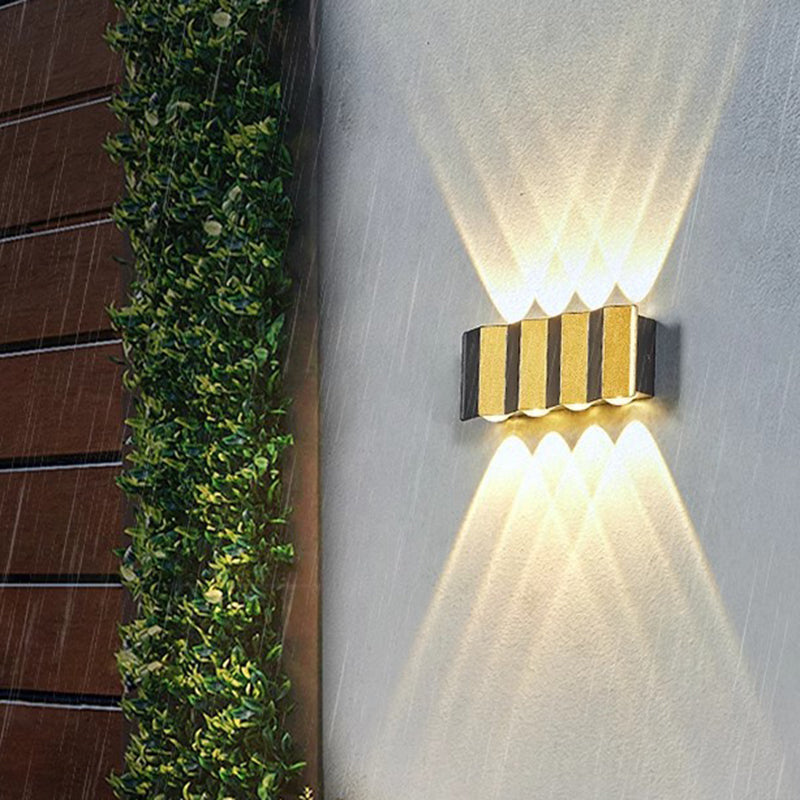 Moderne Einfachheit Wasserdichte Aluminium Rechteckige Gebogene Auf- und Abwärts LED Wandlampe Für Outdoor Patio | Karnz