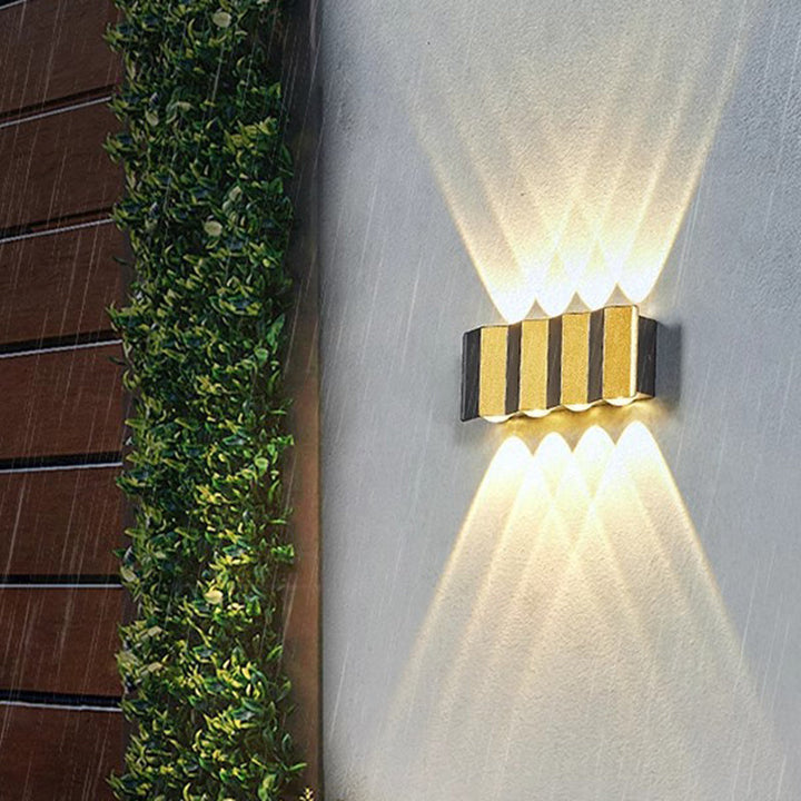 Moderne Einfachheit Wasserdichte Aluminium Rechteckige Gebogene Auf- und Abwärts LED Wandlampe Für Outdoor Patio | Karnz