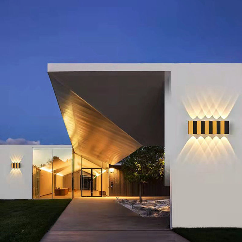 Moderne Einfachheit Wasserdichte Aluminium Rechteckige Gebogene Auf- und Abwärts LED Wandlampe Für Outdoor Patio | Karnz