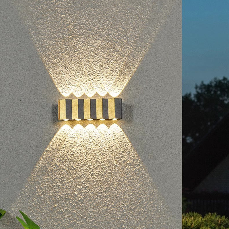 Moderne Einfachheit Wasserdichte Aluminium Rechteckige Gebogene Auf- und Abwärts LED Wandlampe Für Outdoor Patio | Karnz