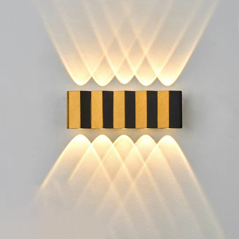 Moderne Einfachheit Wasserdichte Aluminium Rechteckige Gebogene Auf- und Abwärts LED Wandlampe Für Outdoor Patio | Karnz