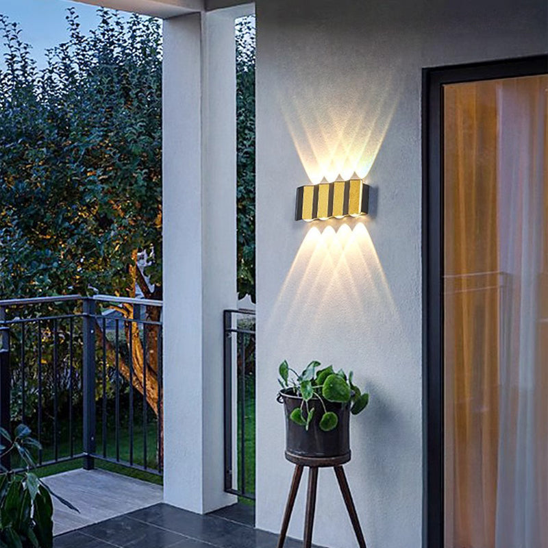 Moderne Einfachheit Wasserdichte Aluminium Rechteckige Gebogene Auf- und Abwärts LED Wandlampe Für Outdoor Patio | Karnz