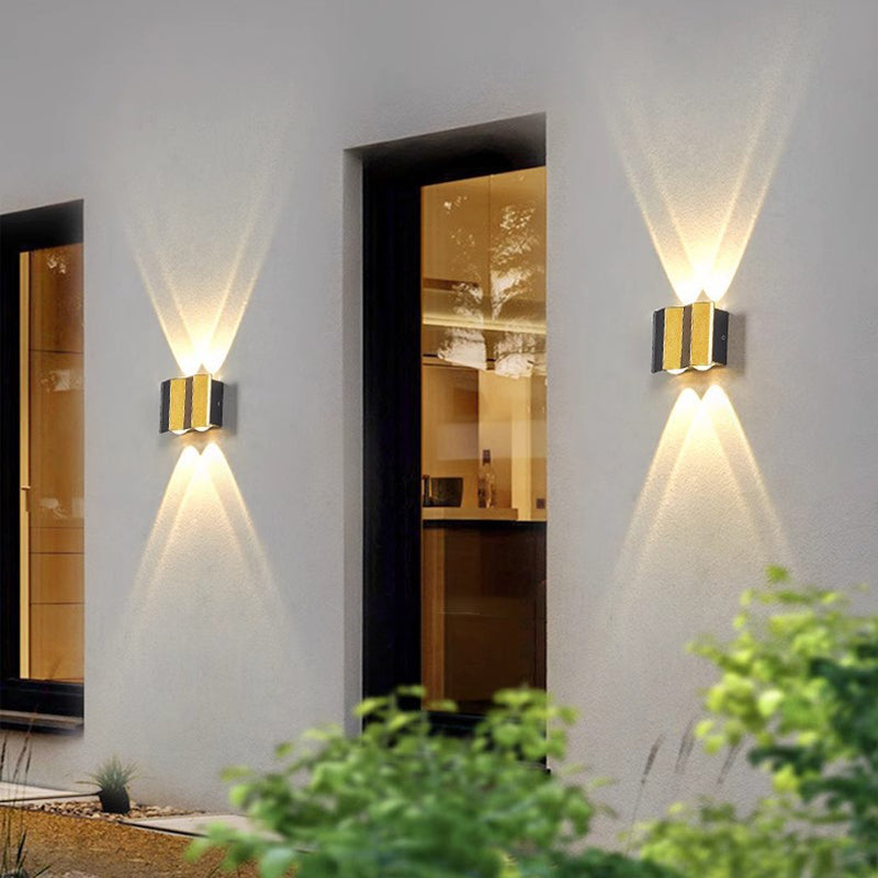Moderne Einfachheit Wasserdichte Aluminium Rechteckige Gebogene Auf- und Abwärts LED Wandlampe Für Outdoor Patio | Karnz