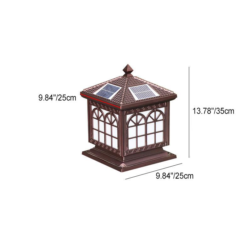Traditionelle chinesische Solar wasserdichte Aluminium Acrylglas Zylindermaske LED Landschaftsbeleuchtung Außenlicht für den Garten | Karnz