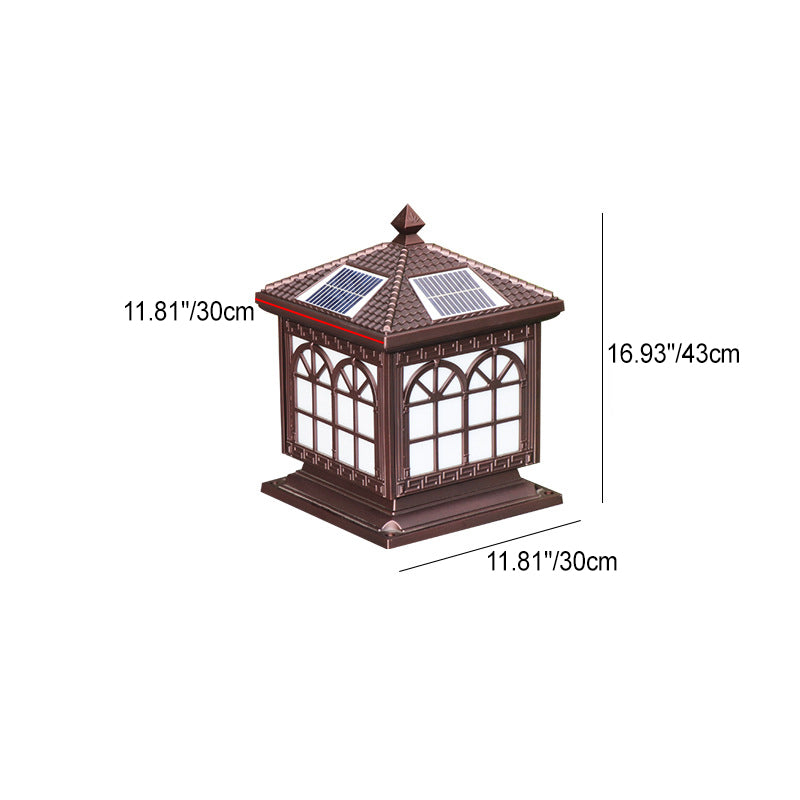 Traditionelle chinesische Solar wasserdichte Aluminium Acrylglas Zylindermaske LED Landschaftsbeleuchtung Außenlicht für den Garten | Karnz
