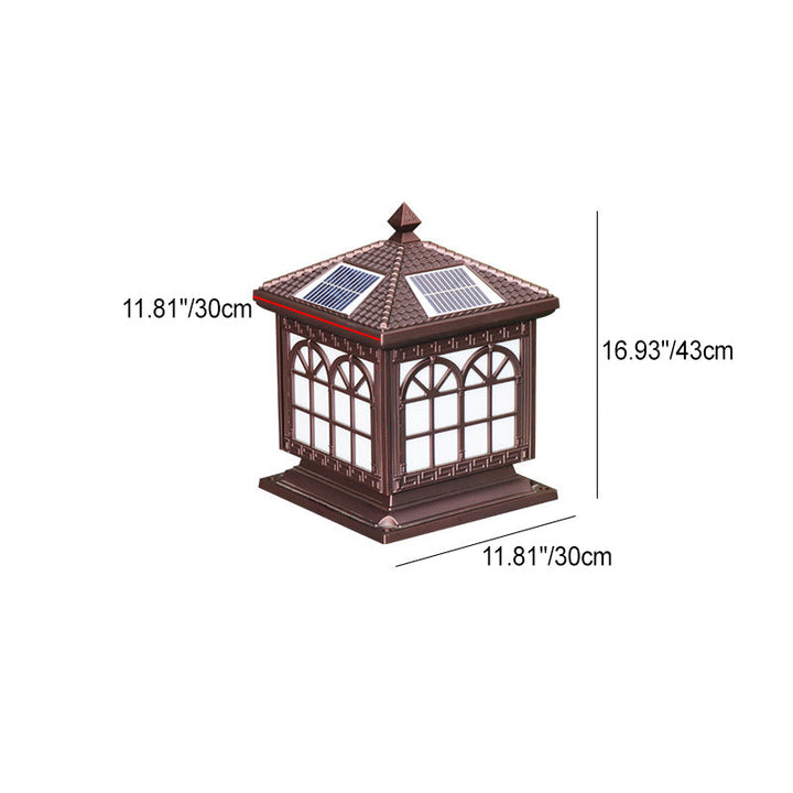 Traditionelle chinesische Solar wasserdichte Aluminium Acrylglas Zylindermaske LED Landschaftsbeleuchtung Außenlicht für den Garten | Karnz