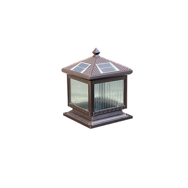 Traditionelle chinesische Solar wasserdichte Aluminium Acrylglas Zylindermaske LED Landschaftsbeleuchtung Außenlicht für den Garten | Karnz