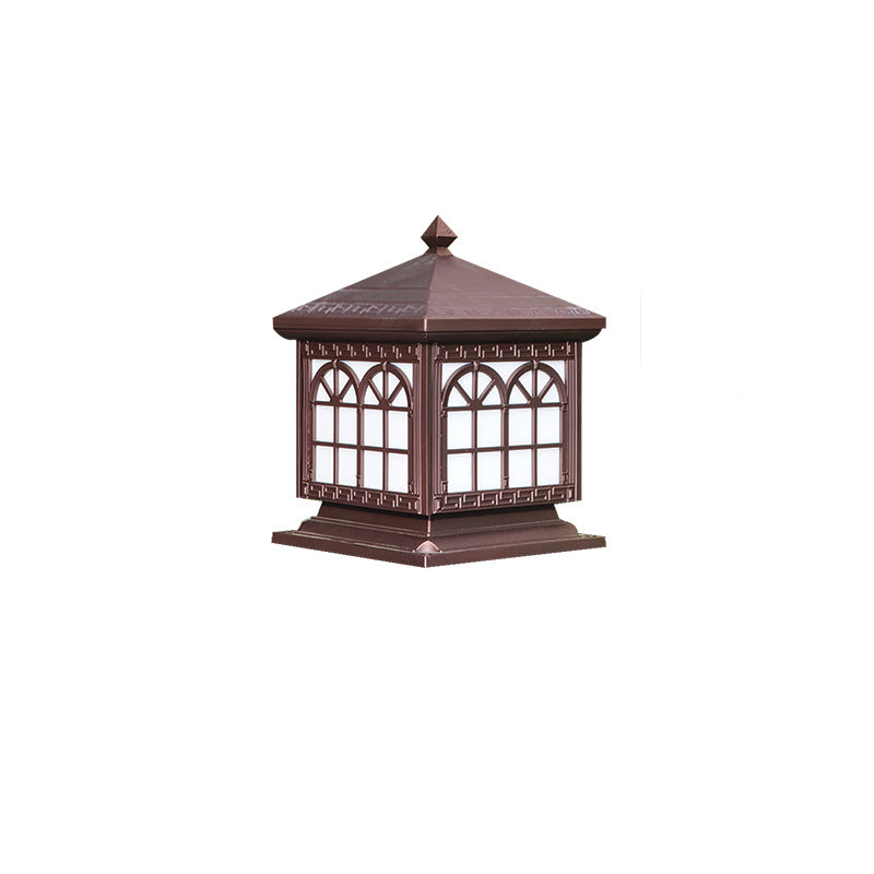 Traditionelle chinesische Solar wasserdichte Aluminium Acrylglas Zylindermaske LED Landschaftsbeleuchtung Außenlicht für den Garten | Karnz