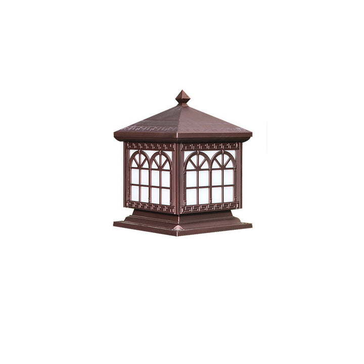 Traditionelle chinesische Solar wasserdichte Aluminium Acrylglas Zylindermaske LED Landschaftsbeleuchtung Außenlicht für den Garten | Karnz