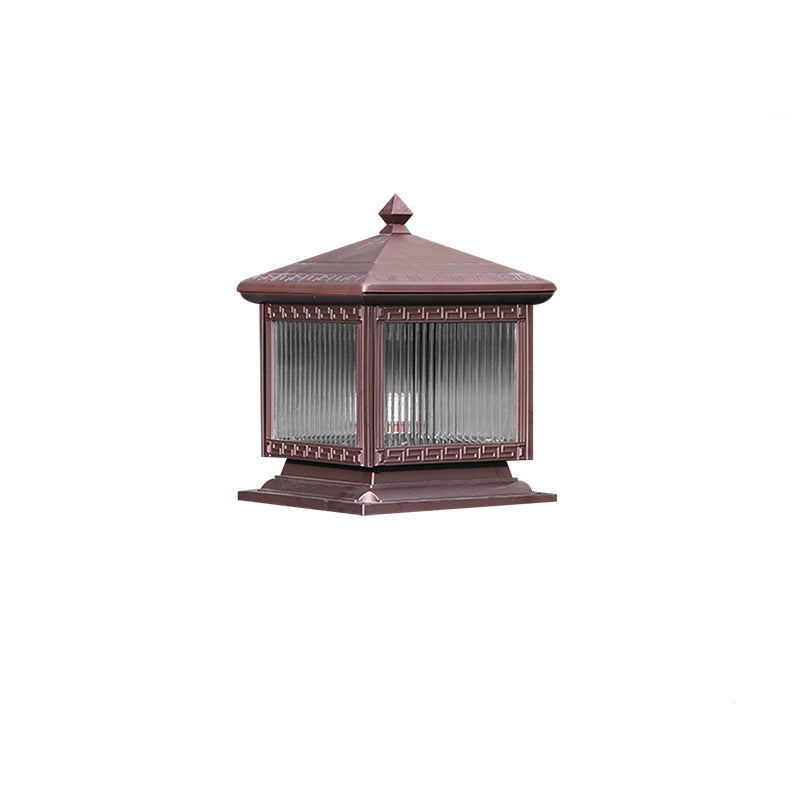 Traditionelle chinesische Solar wasserdichte Aluminium Acrylglas Zylindermaske LED Landschaftsbeleuchtung Außenlicht für den Garten | Karnz