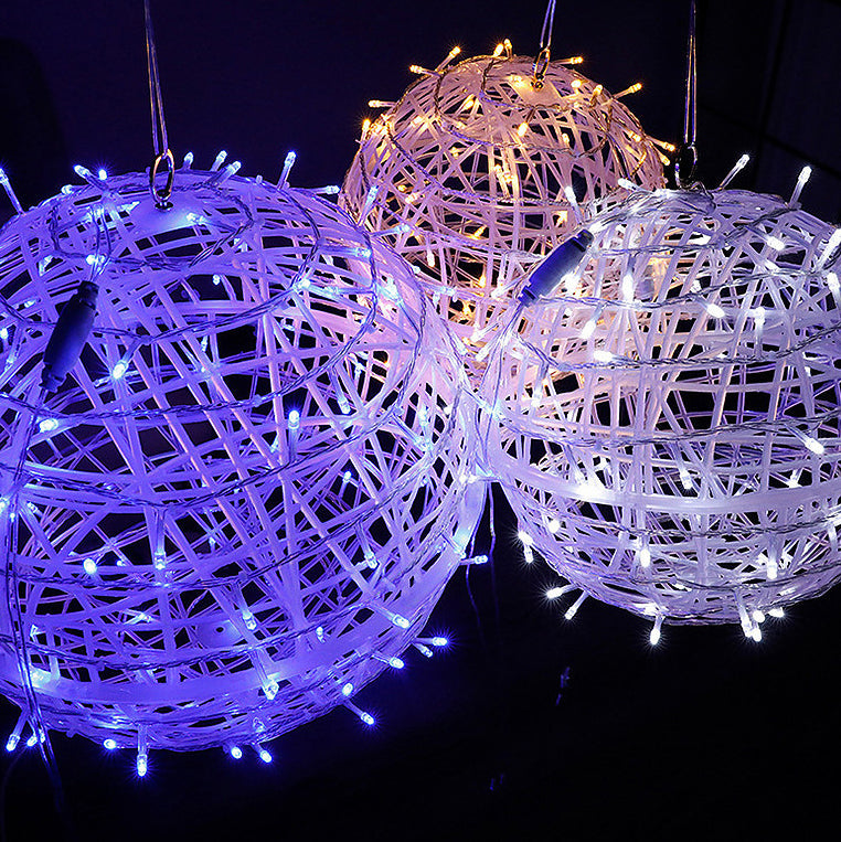Moderne Art Deco Solar Wasserdicht Weben Ball Hängend PVC Kunststoff LED Außenlicht Landschaft Beleuchtung Für Garten | Karnz