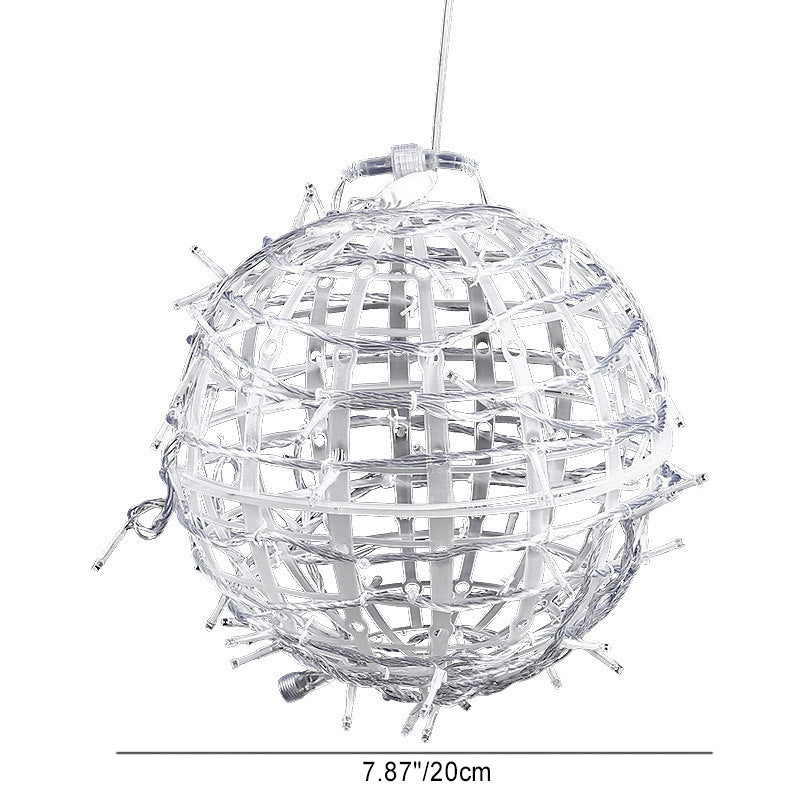 Moderne Art Deco Solar Wasserdicht Weben Ball Hängend PVC Kunststoff LED Außenlicht Landschaft Beleuchtung Für Garten | Karnz