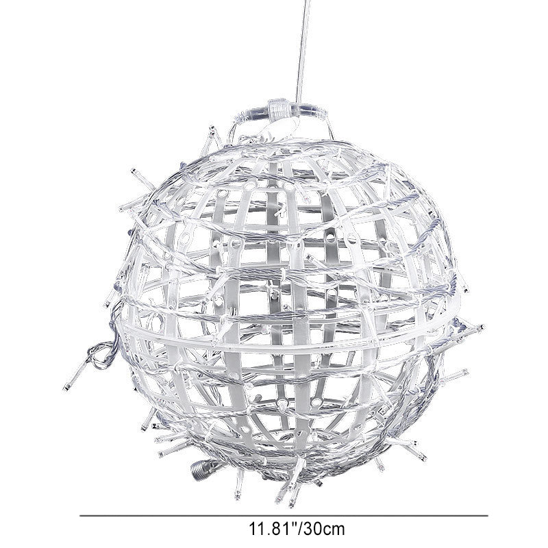 Moderne Art Deco Solar Wasserdicht Weben Ball Hängend PVC Kunststoff LED Außenlicht Landschaft Beleuchtung Für Garten | Karnz