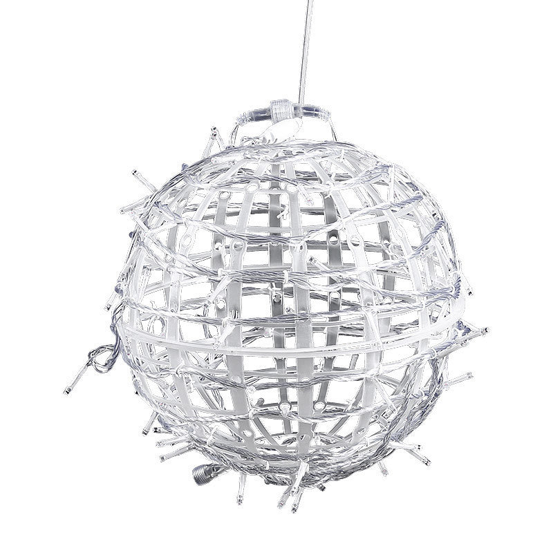 Moderne Art Deco Solar Wasserdicht Weben Ball Hängend PVC Kunststoff LED Außenlicht Landschaft Beleuchtung Für Garten | Karnz