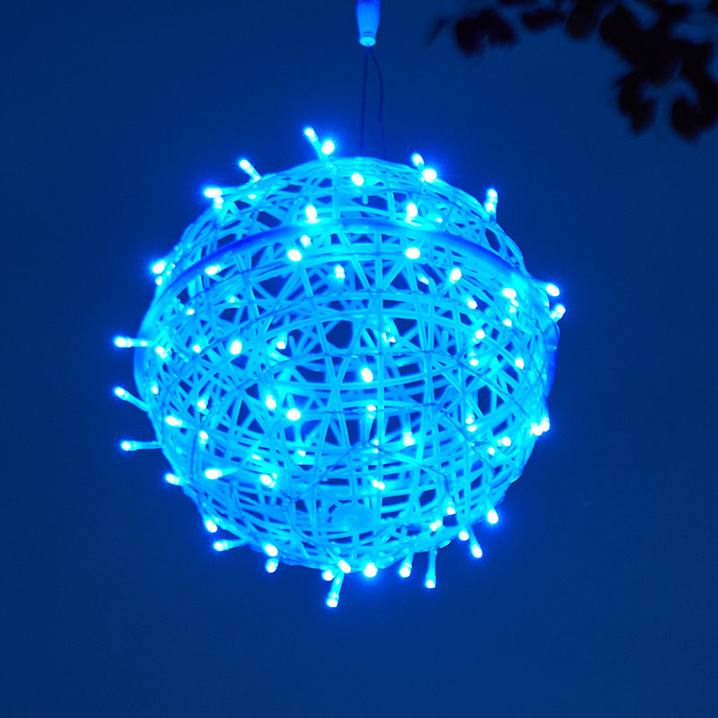 Moderne Art Deco Solar Wasserdicht Weben Ball Hängend PVC Kunststoff LED Außenlicht Landschaft Beleuchtung Für Garten | Karnz