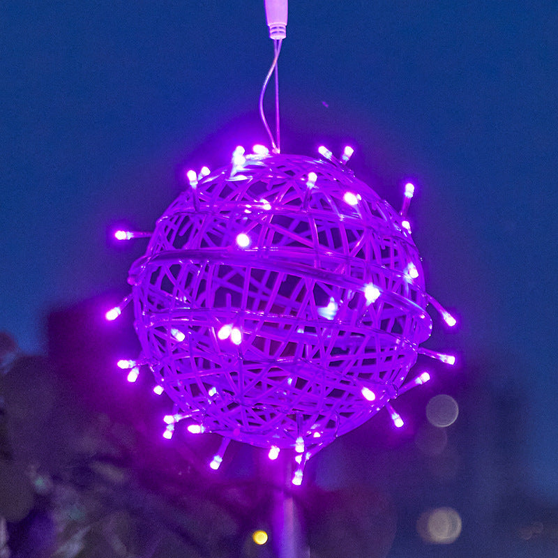 Moderne Art Deco Solar Wasserdicht Weben Ball Hängend PVC Kunststoff LED Außenlicht Landschaft Beleuchtung Für Garten | Karnz
