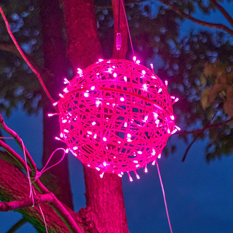 Moderne Art Deco Solar Wasserdicht Weben Ball Hängend PVC Kunststoff LED Außenlicht Landschaft Beleuchtung Für Garten | Karnz