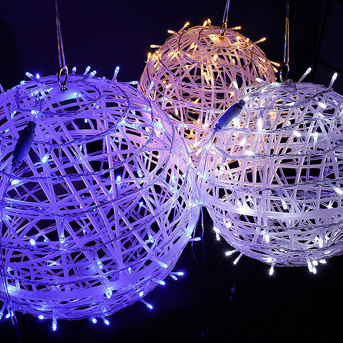 Moderne Art Deco Solar Wasserdicht Weben Ball Hängend PVC Kunststoff LED Außenlicht Landschaft Beleuchtung Für Garten | Karnz