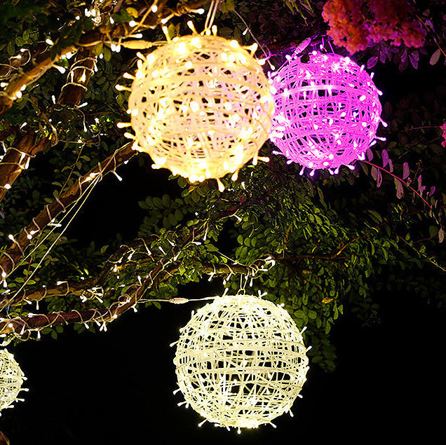 Moderne Art Deco Solar Wasserdicht Weben Ball Hängend PVC Kunststoff LED Außenlicht Landschaft Beleuchtung Für Garten | Karnz