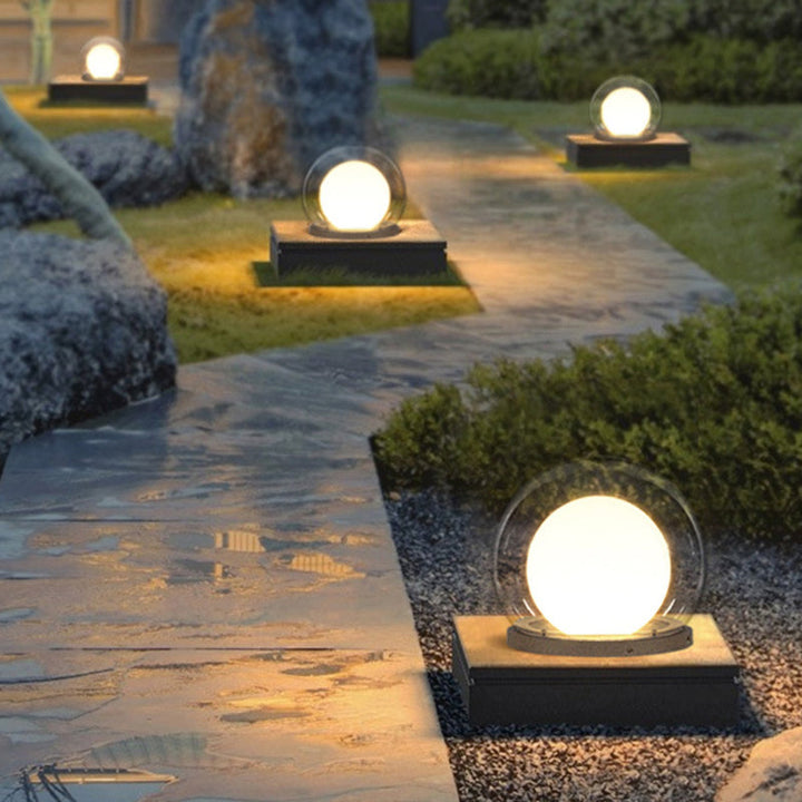 Moderne Schlichtheit Solar Wasserdicht Edelstahl PE PMMA Ball Mond 1-Licht Außenleuchte für Garten | Karnz