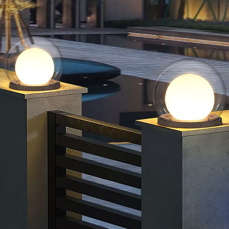 Moderne Schlichtheit Solar Wasserdicht Edelstahl PE PMMA Ball Mond 1-Licht Außenleuchte für Garten | Karnz