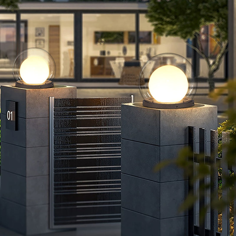 Moderne Schlichtheit Solar Wasserdicht Edelstahl PE PMMA Ball Mond 1-Licht Außenleuchte für Garten | Karnz