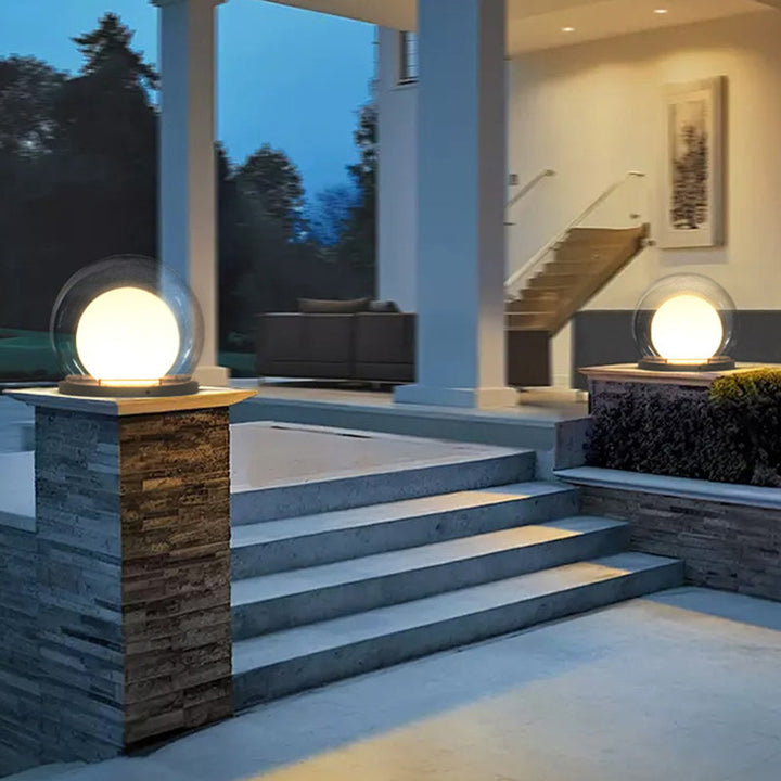 Moderne Schlichtheit Solar Wasserdicht Edelstahl PE PMMA Ball Mond 1-Licht Außenleuchte für Garten | Karnz