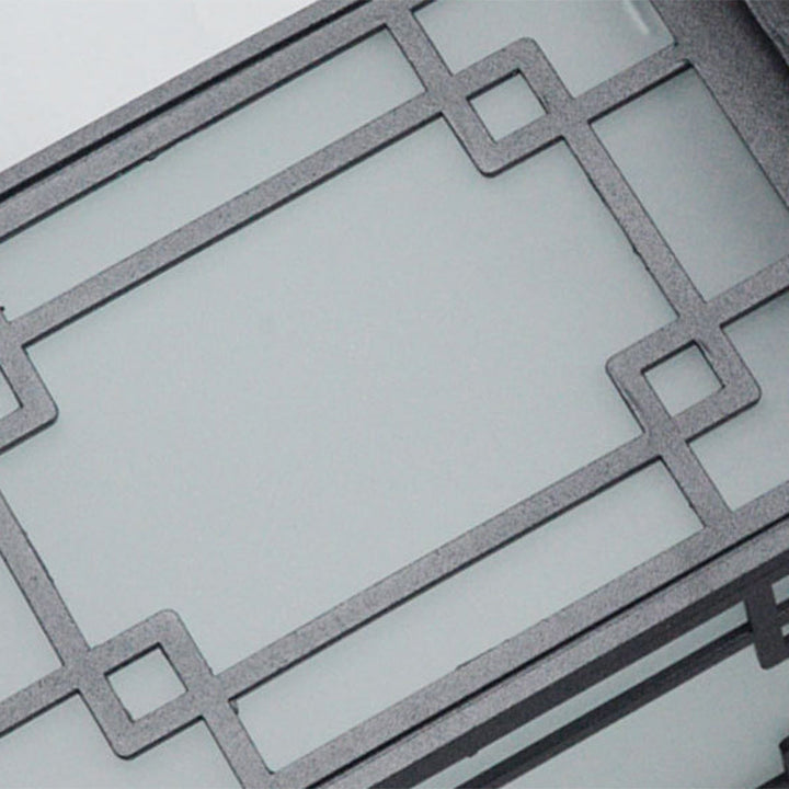 Traditionelle chinesische wasserdichte Eisen-Aluminium-Glas-Zylinder-Pergola 1-Licht Semi-Flush-Mount-Deckenleuchte Außenleuchte für Außenpatio | Karnz