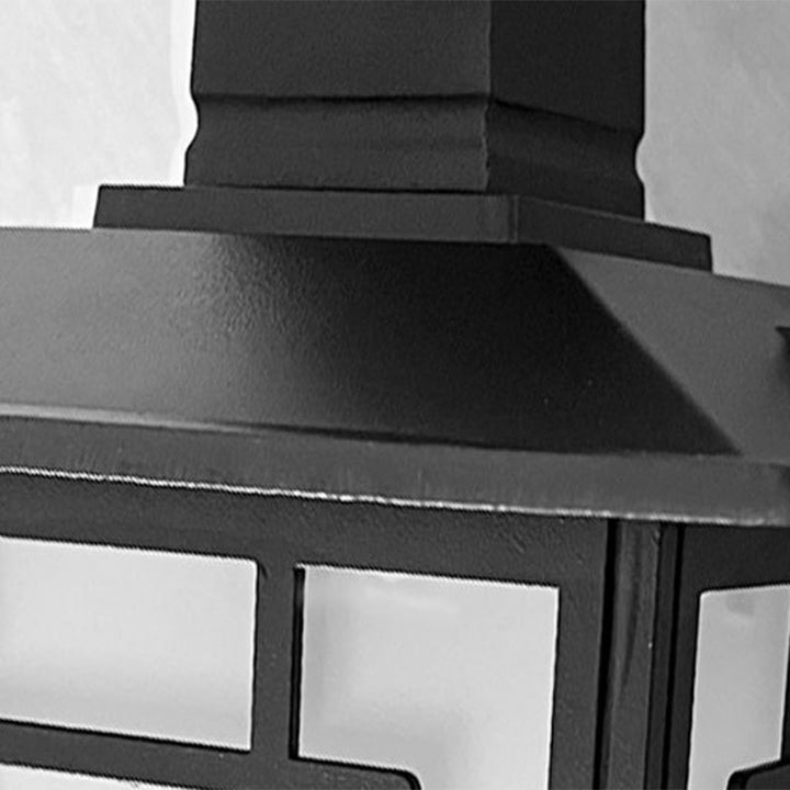 Traditionelle chinesische wasserdichte Eisen-Aluminium-Glas-Zylinder-Pergola 1-Licht Semi-Flush-Mount-Deckenleuchte Außenleuchte für Außenpatio | Karnz