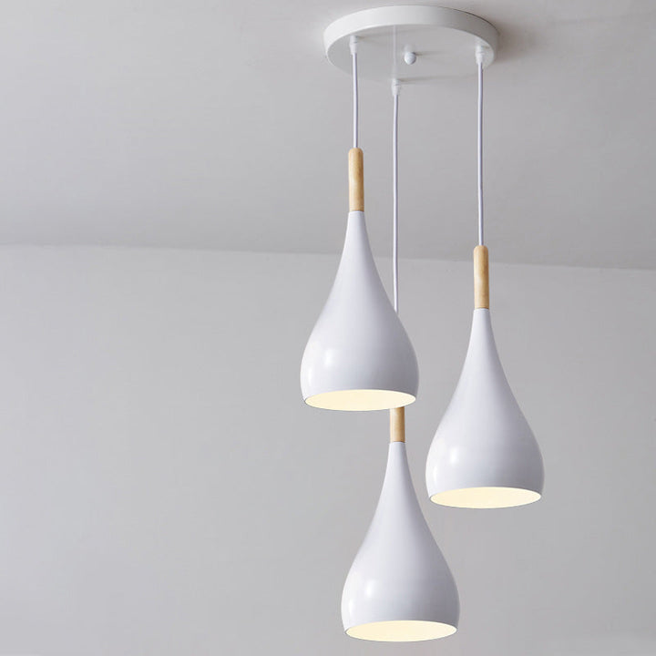Nordische Pendelleuchte in Kürbisform aus Eisen, Holz und Aluminium, einflammig, für Esszimmer