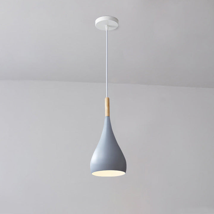 Nordische Pendelleuchte in Kürbisform aus Eisen, Holz und Aluminium, einflammig, für Esszimmer