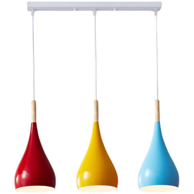 Nordische Pendelleuchte in Kürbisform aus Eisen, Holz und Aluminium, einflammig, für Esszimmer