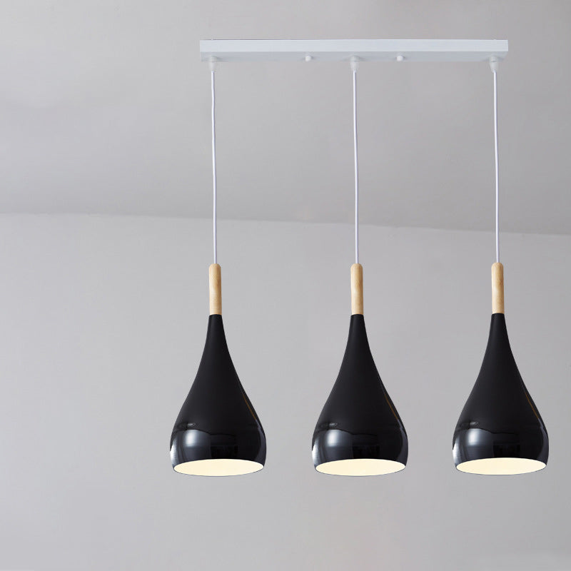 Nordische Pendelleuchte in Kürbisform aus Eisen, Holz und Aluminium, einflammig, für Esszimmer