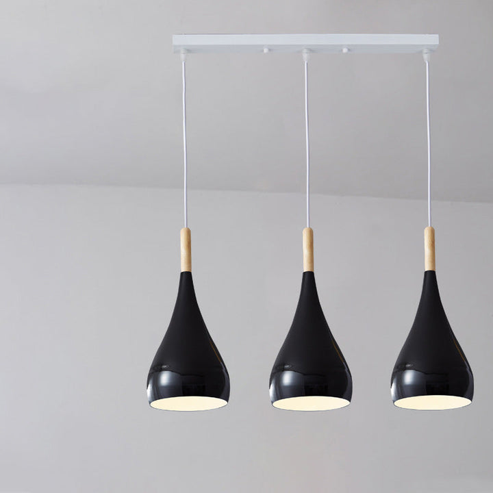 Nordische Pendelleuchte in Kürbisform aus Eisen, Holz und Aluminium, einflammig, für Esszimmer