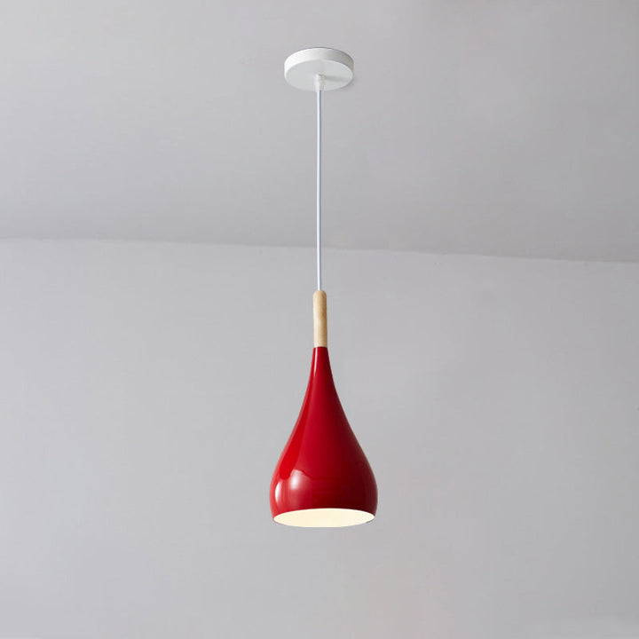 Nordische Pendelleuchte in Kürbisform aus Eisen, Holz und Aluminium, einflammig, für Esszimmer