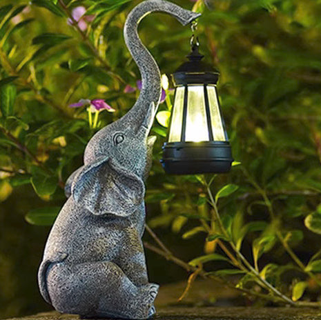 Zeitgenössische kreative Solar wasserdichte Harz Elefant LED Außenleuchte Landschaftsbeleuchtung für Garten | Karnz