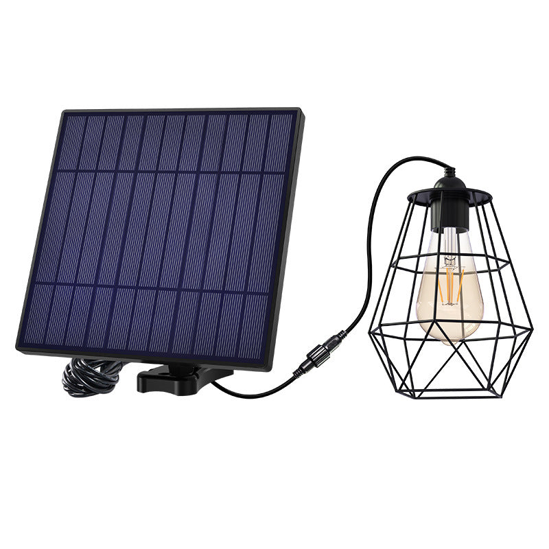 Zeitgenössische industrielle Solar-wasserfeste octagonale Diamantlaterne aus mildem Stahldraht Kunststoff LED Außenpendelleuchte für den Garten | Karnz